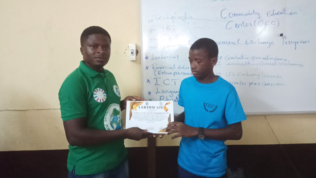 Certificate at the end of training